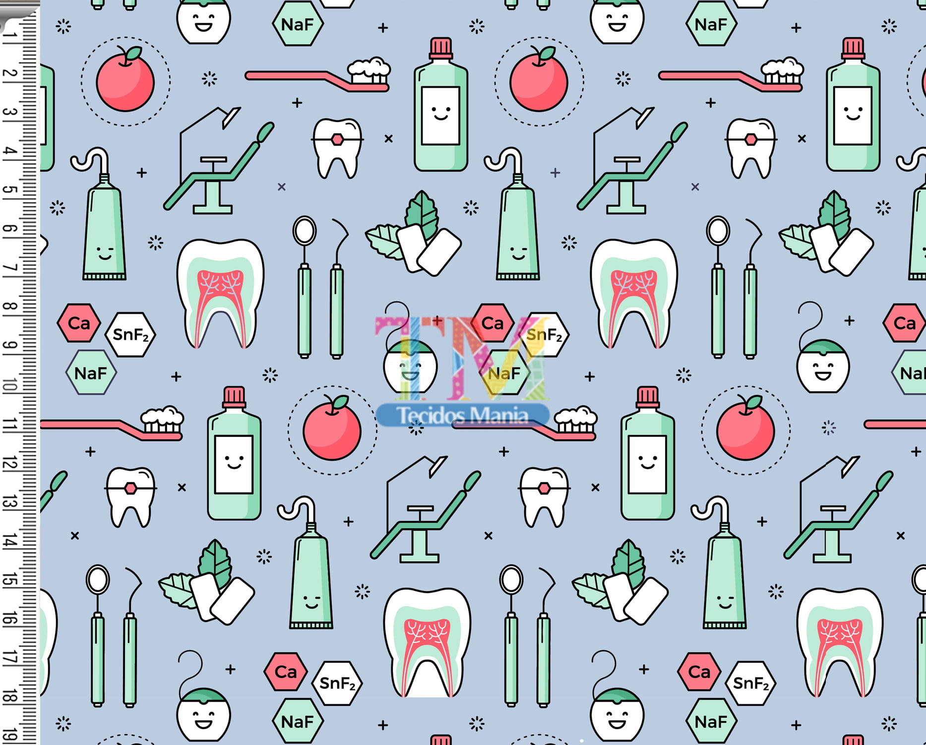 Sintético doll estampado - Dentista - Fundo azul