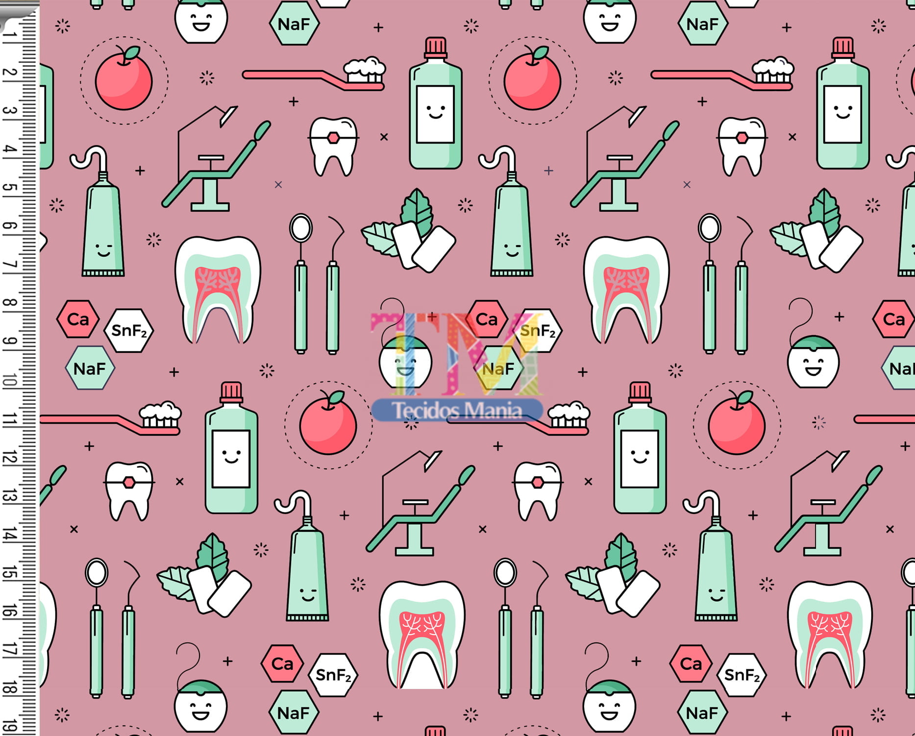 Sintético doll estampado - Dentista - Fundo rosa