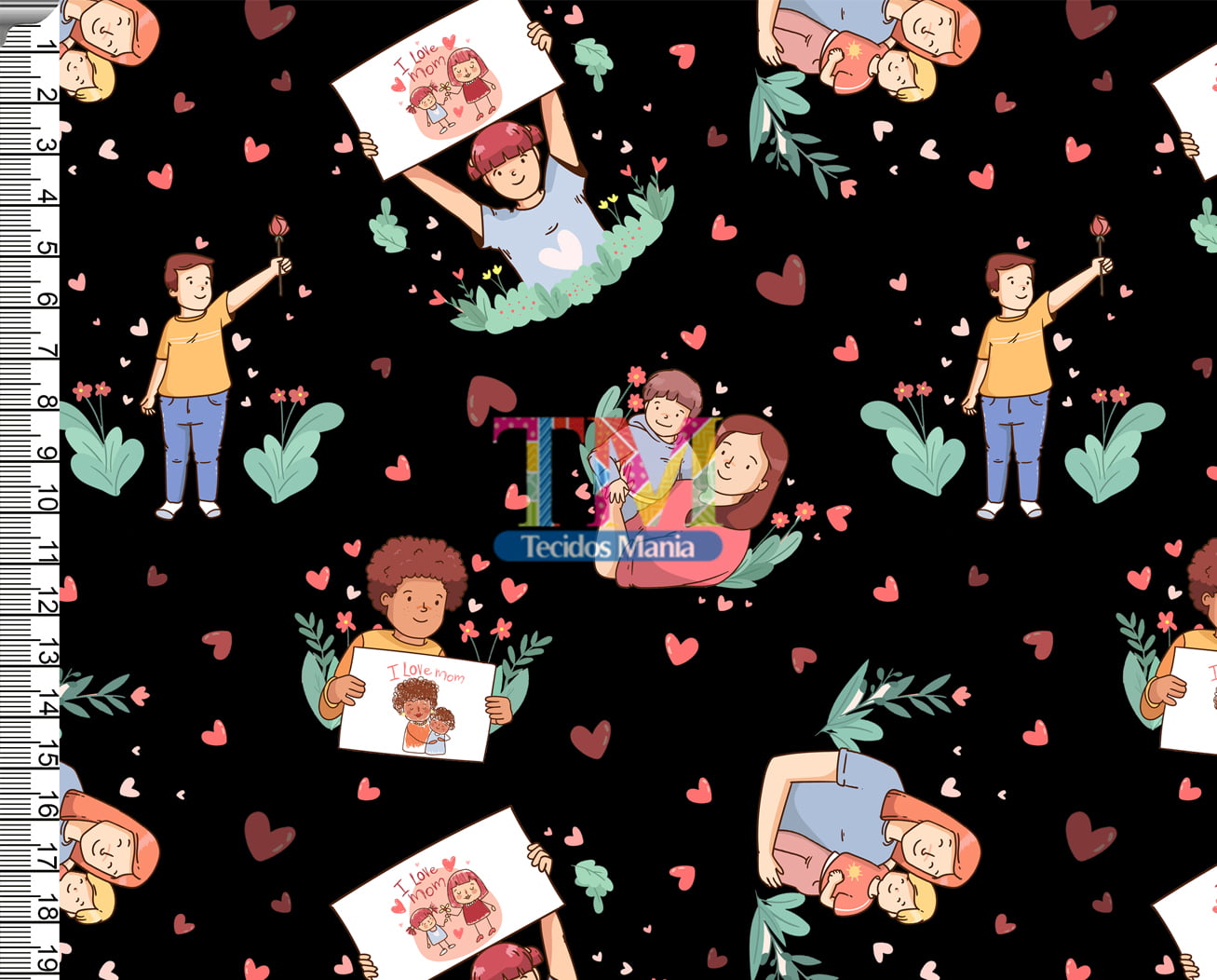 Sintético doll estampado - Dia das mães - love - fundo preto