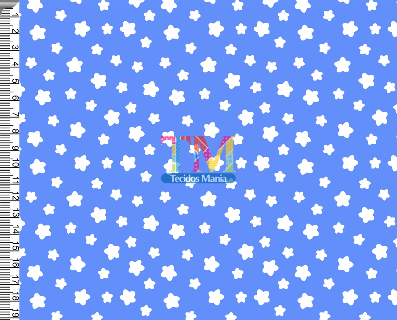 Sintético doll estampado  - Estrelas - Fundo azul