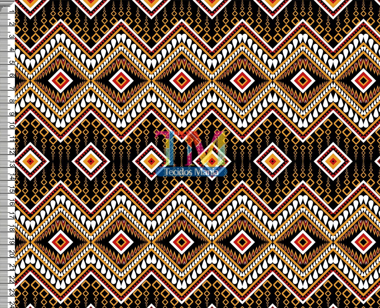 Sintético doll estampado - Étnico - Gotas - fundo preto