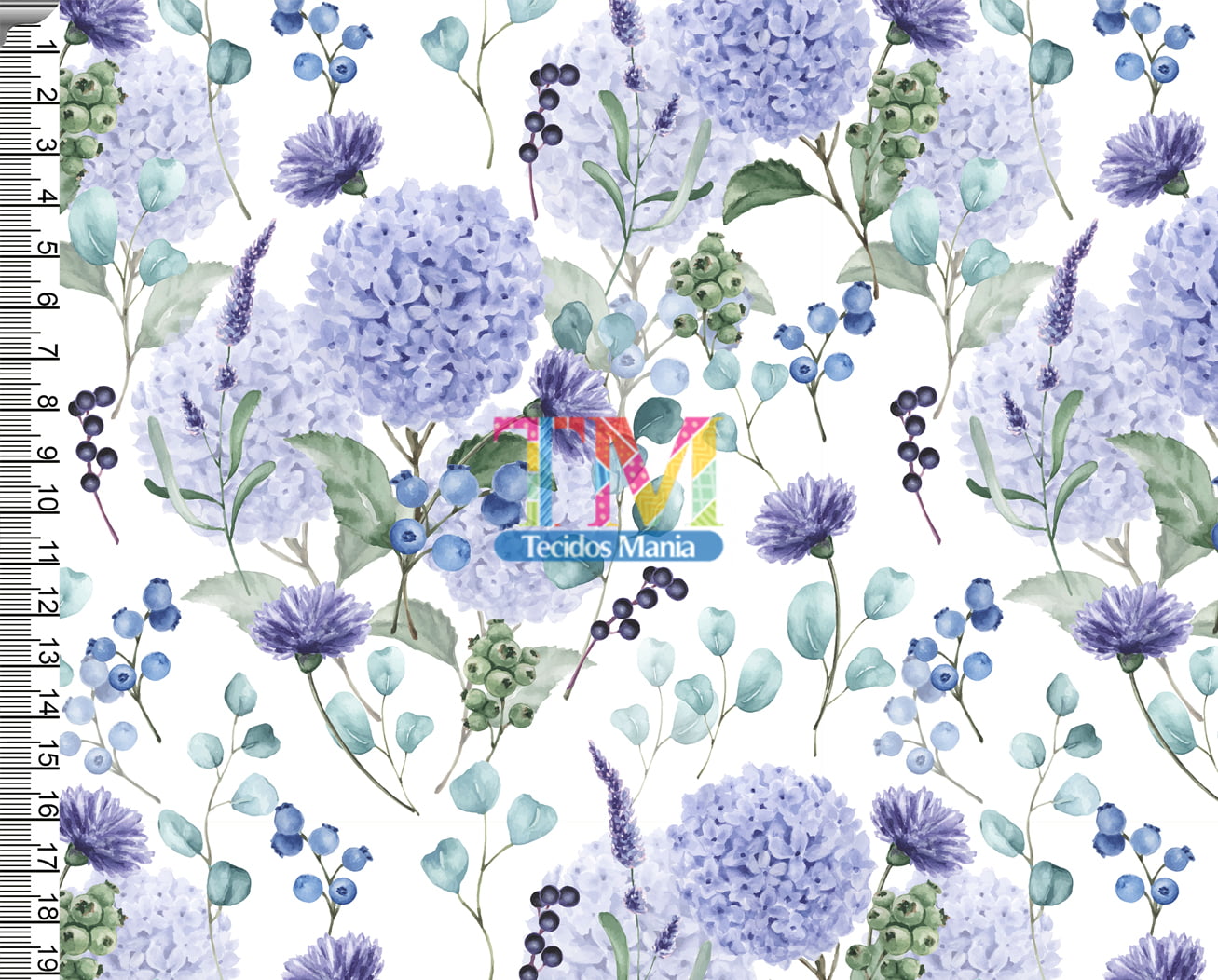 Sintético doll estampado  - Floral - Hortênsia - Roxo e Lilás