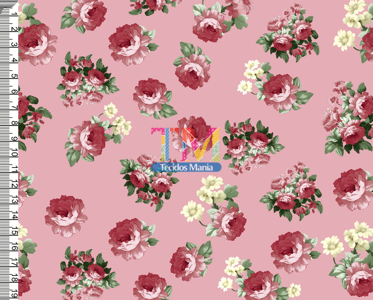 Sintético doll estampado  - Floral - Manu - Fundo Rose