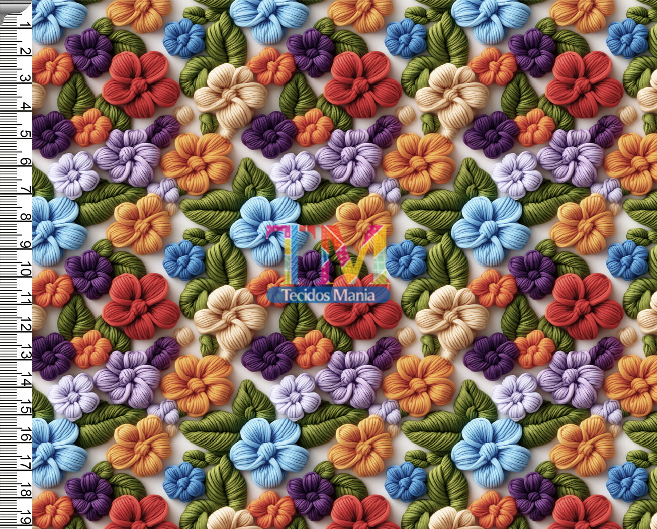 Sintético doll estampado - Floral Thais - Bordado - 3D