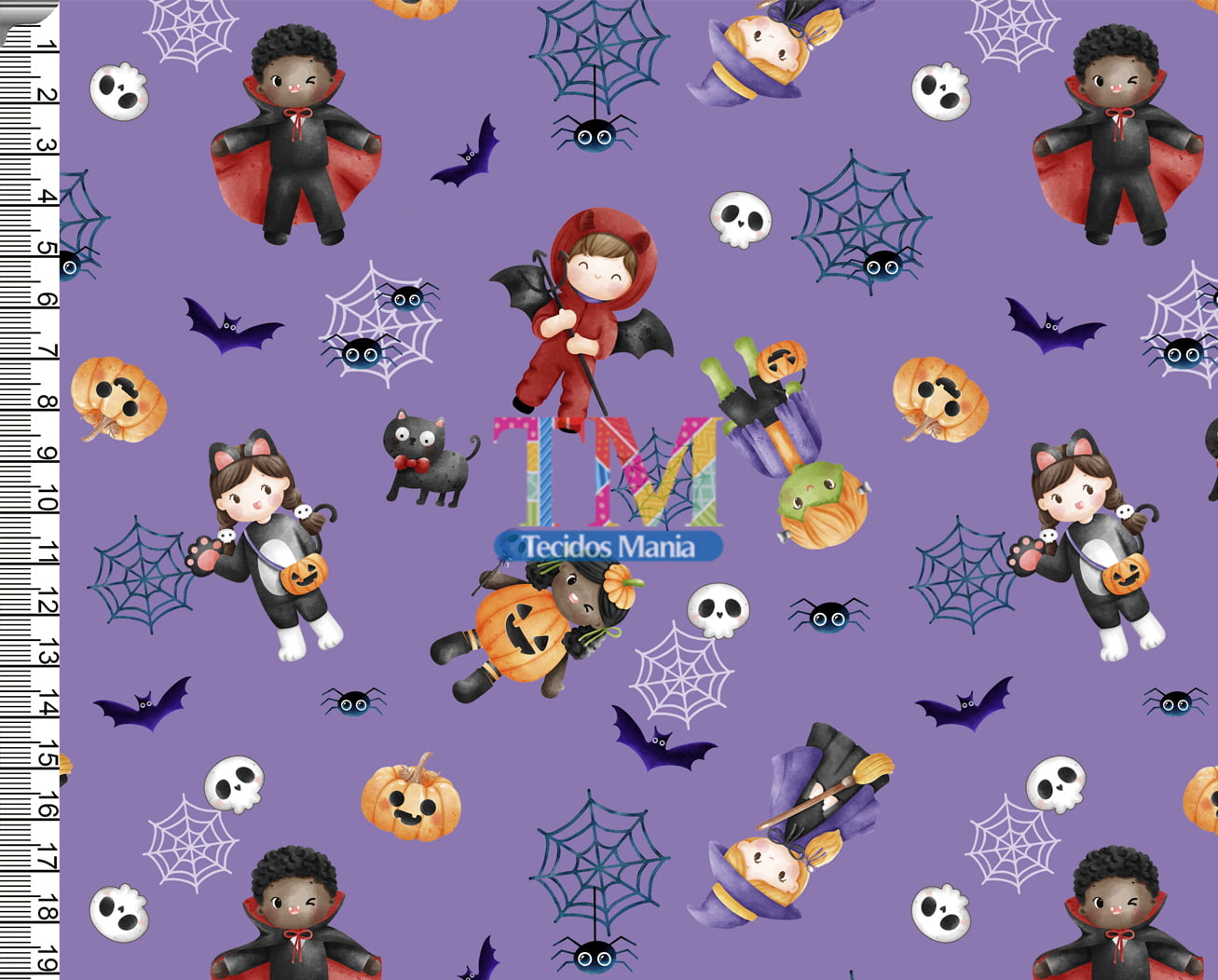 Sintético doll estampado - Halloween - kids - fantasia - fundo roxo