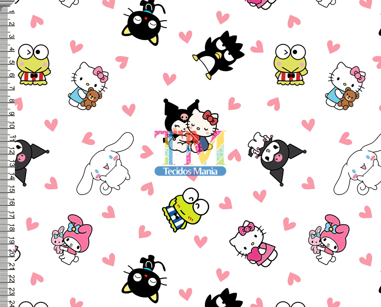 Sintético doll estampado - Hello Kitty - Amigos - Coração