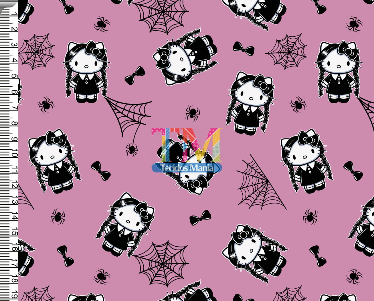 Sintético doll estampado  - Hello kitty - wandinha - Fundo Rosa