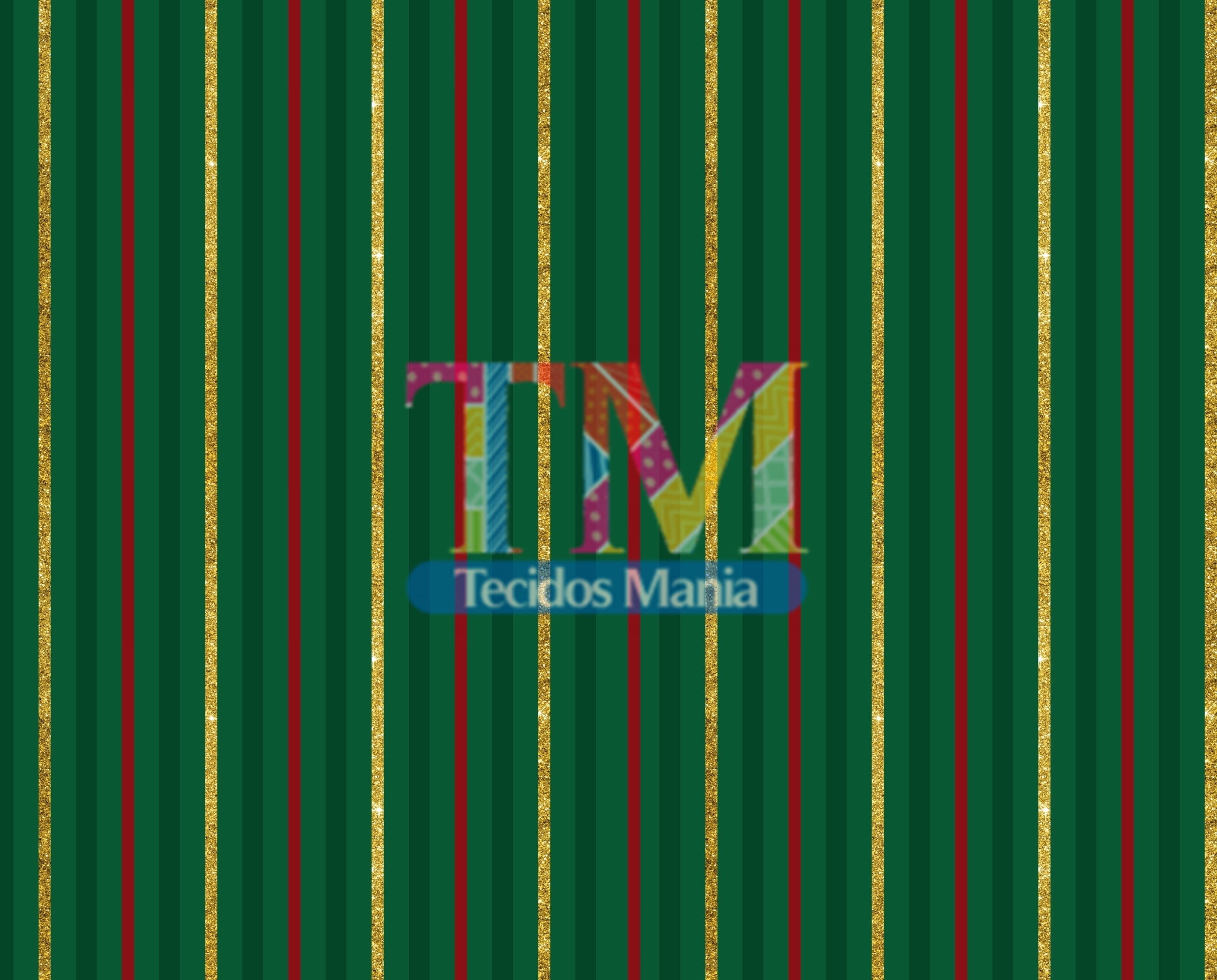 Sintético doll estampado - Listrado - verde com dourado