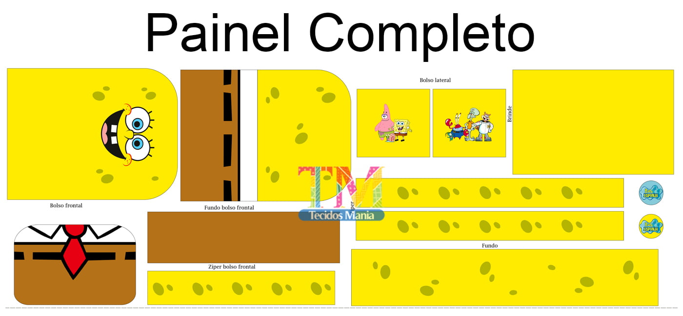 Sintético doll estampado - Mochila Grande - Bob Esponja