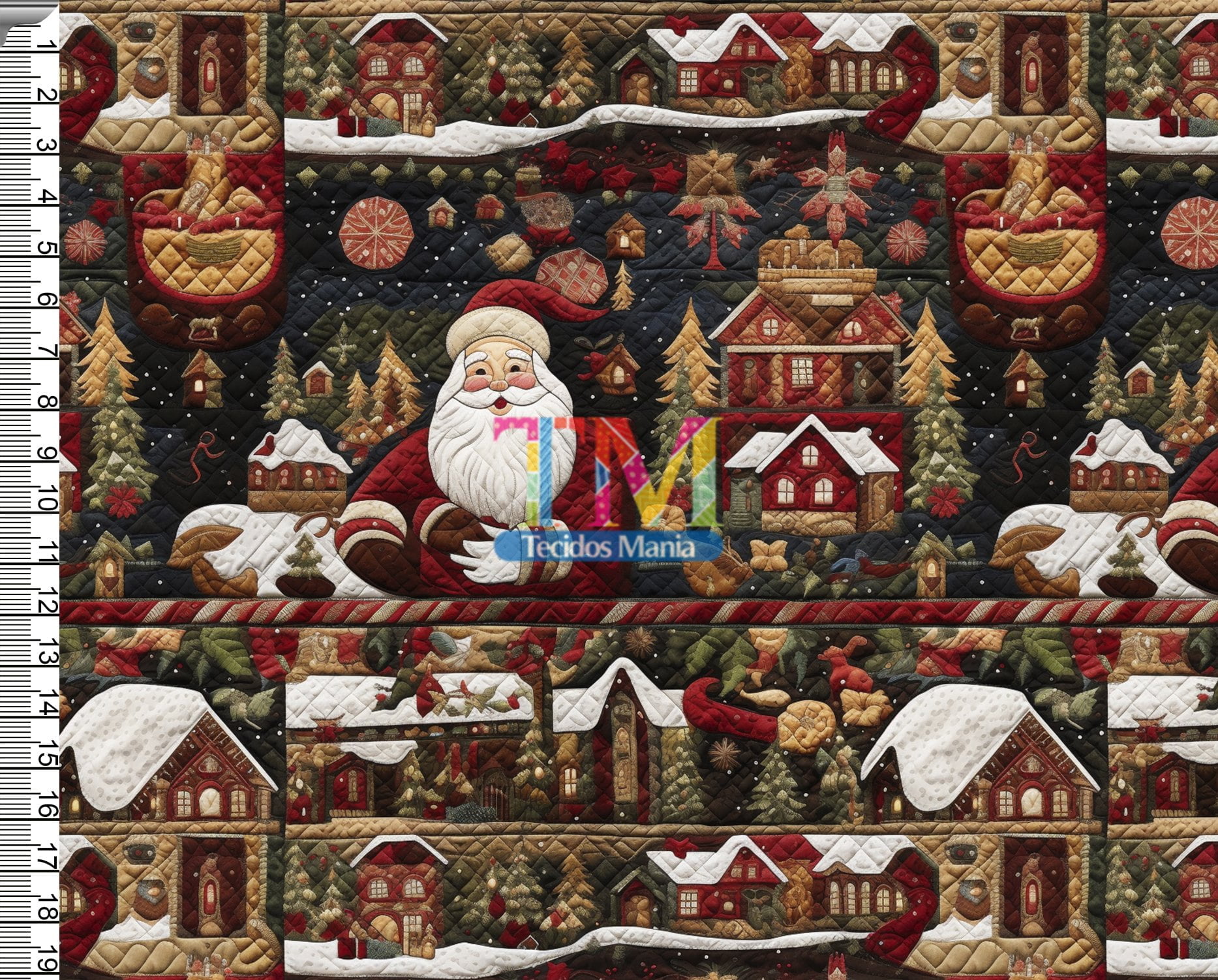 Sintético doll estampado - Natal noel - polo norte - matelassê