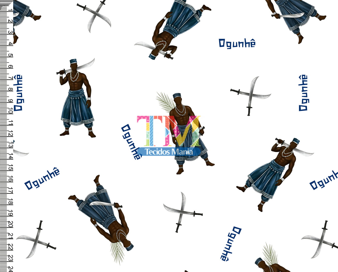 Sintético doll estampado - Ogum - espada - fundo Branco