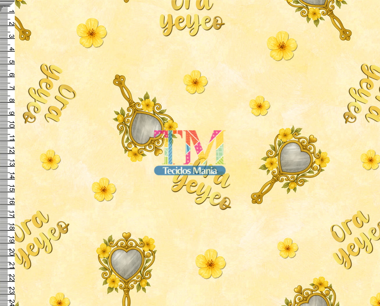 Sintético doll estampado  -  Oxum - Ora Yêyê ô - Fundo Amarelo