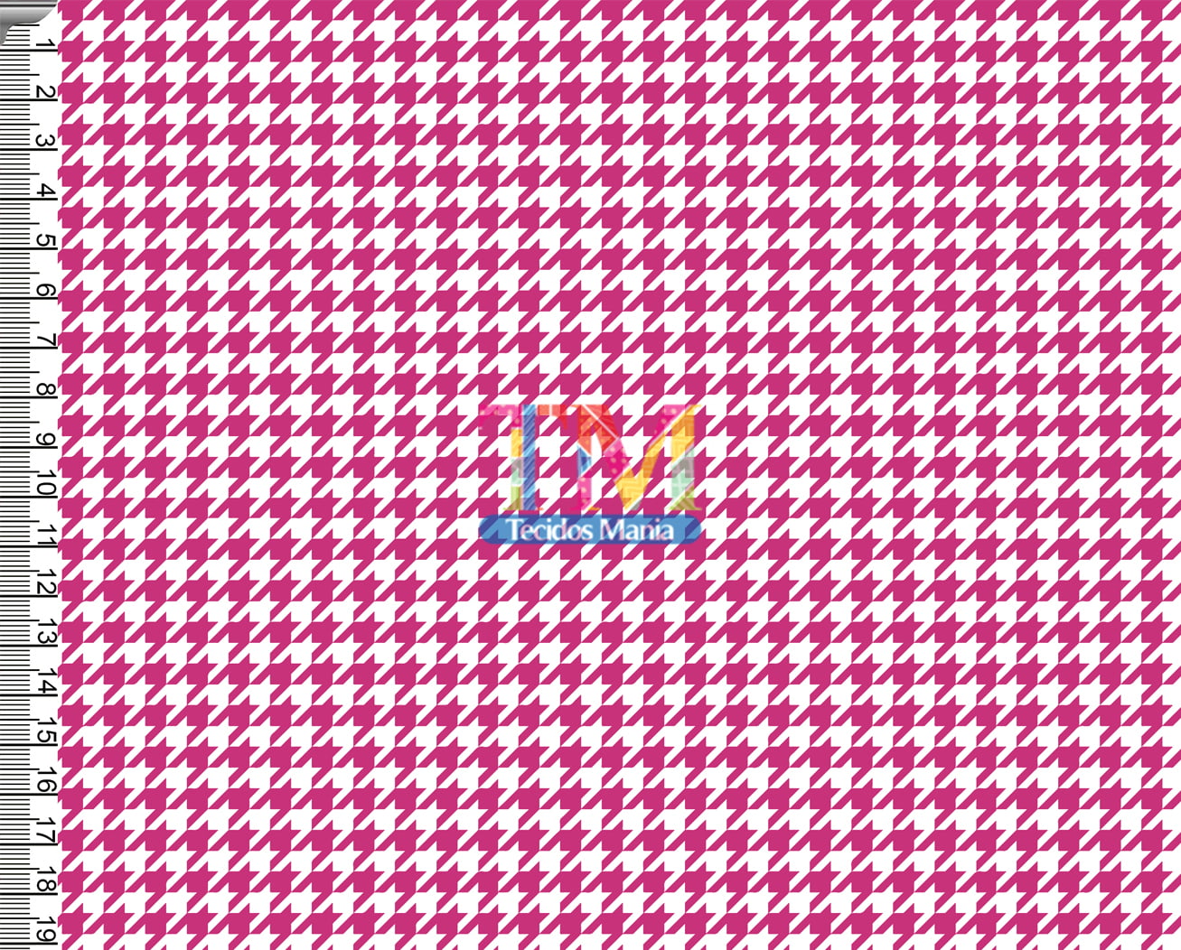 Sintético doll estampado - Pied Poule - Rosa pink com branco