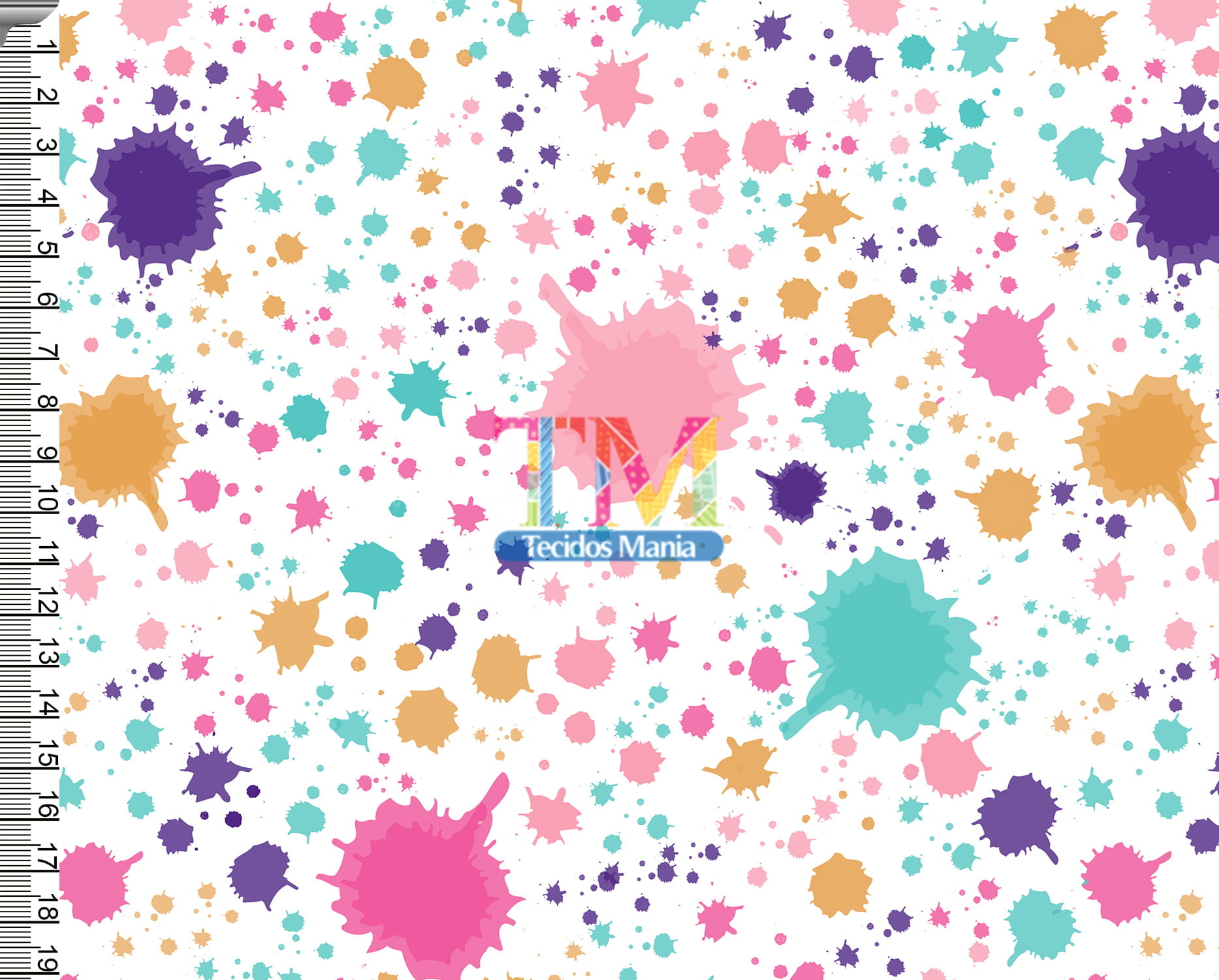 Sintético doll estampado - Respingo de tinta colorida