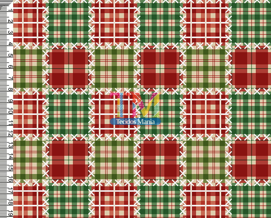 Sintético doll estampado - Retalhos de natal - xadrez
