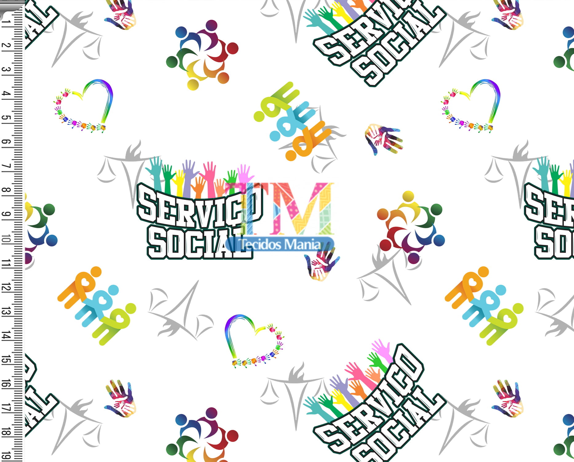 Sintético doll estampado - Serviço social - branco