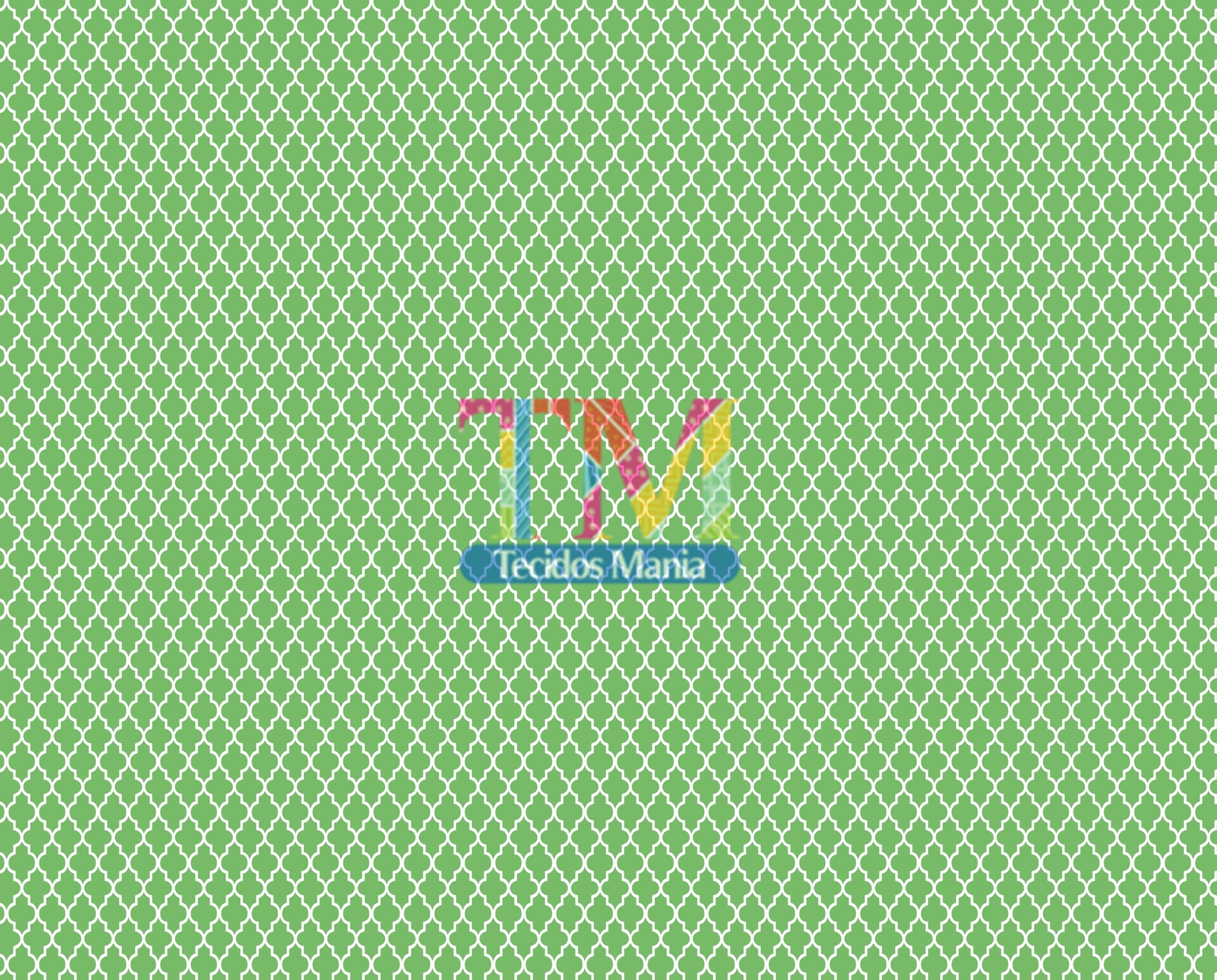 Sintético doll estampado - Vitral - Verde maçã com Branco