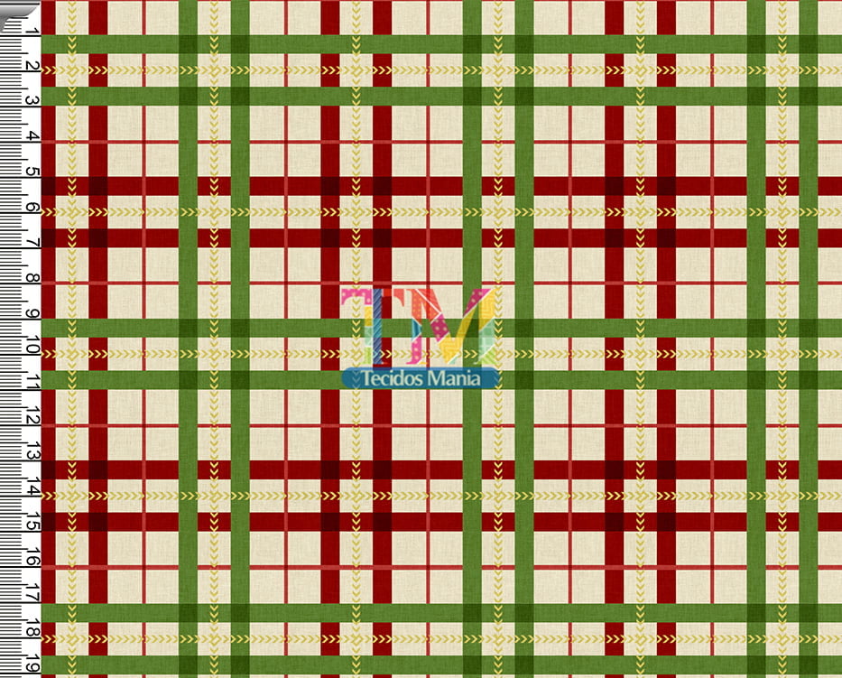Sintético doll estampado - Xadrez natal - verde e vermelho