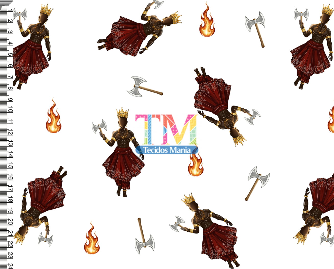 Sintético doll estampado - Xangô - Machado - Fundo Branco