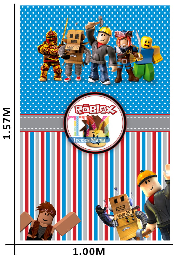 Tecido microfibra estampado - Painel de Festa - Roblox listrado