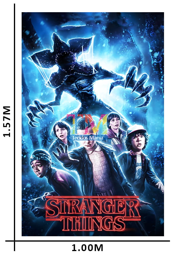 Tecido microfibra estampado - Painel de Festa - Stranger things - Demogorgon