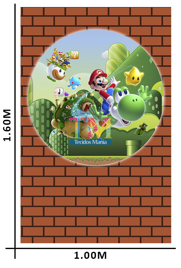 Tecido microfibra estampado - Painel - Mario Bros