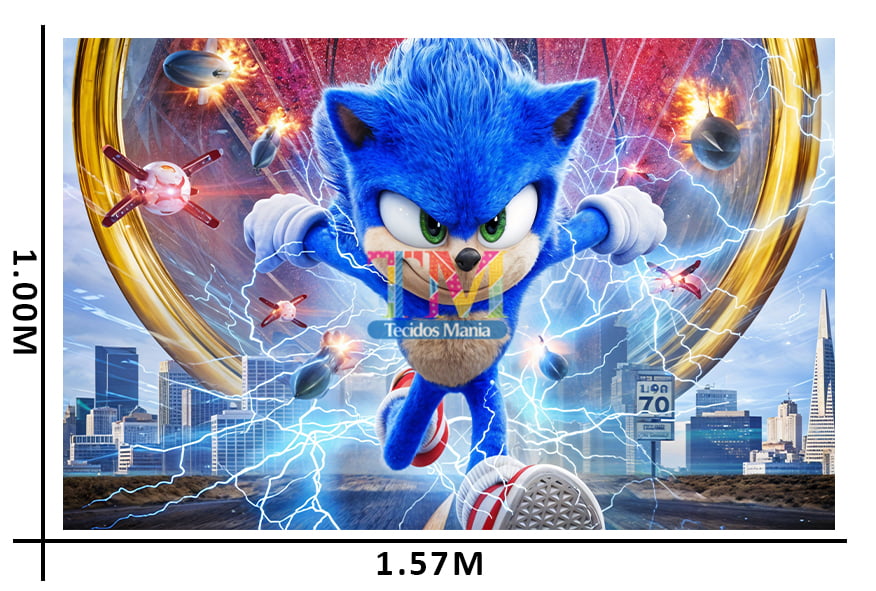 Tecido microfibra estampado - Painel - Sonic - O filme