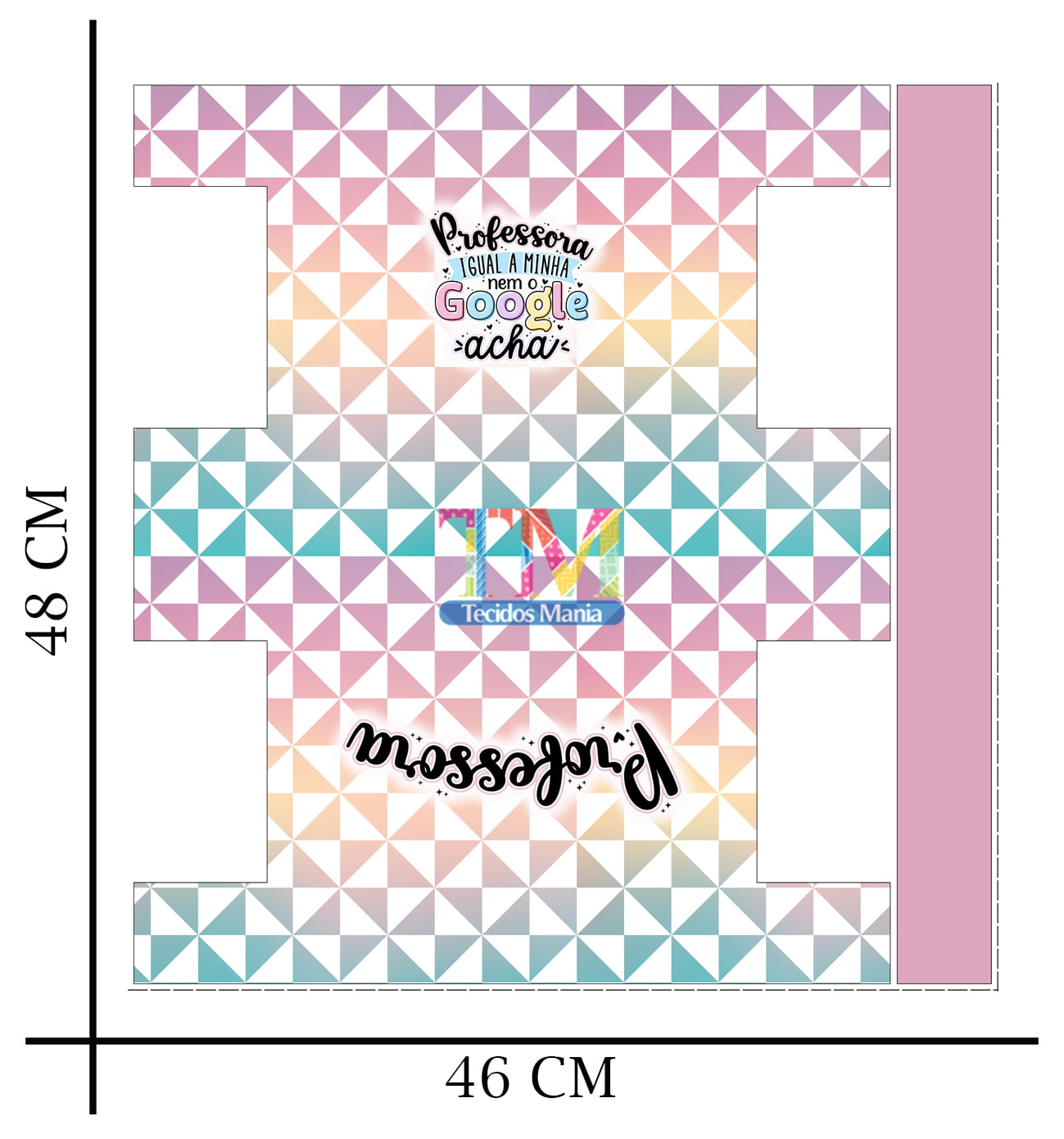 Tecido microfibra ou gabardine estampado - Painel Necessaire - Professora - Mosaico degradê