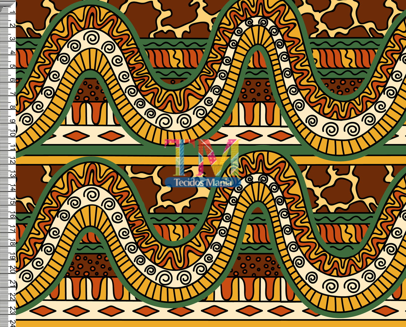 Tecido tricoline, microfibra ou gabardine estampado - Africanas - ondas animal print