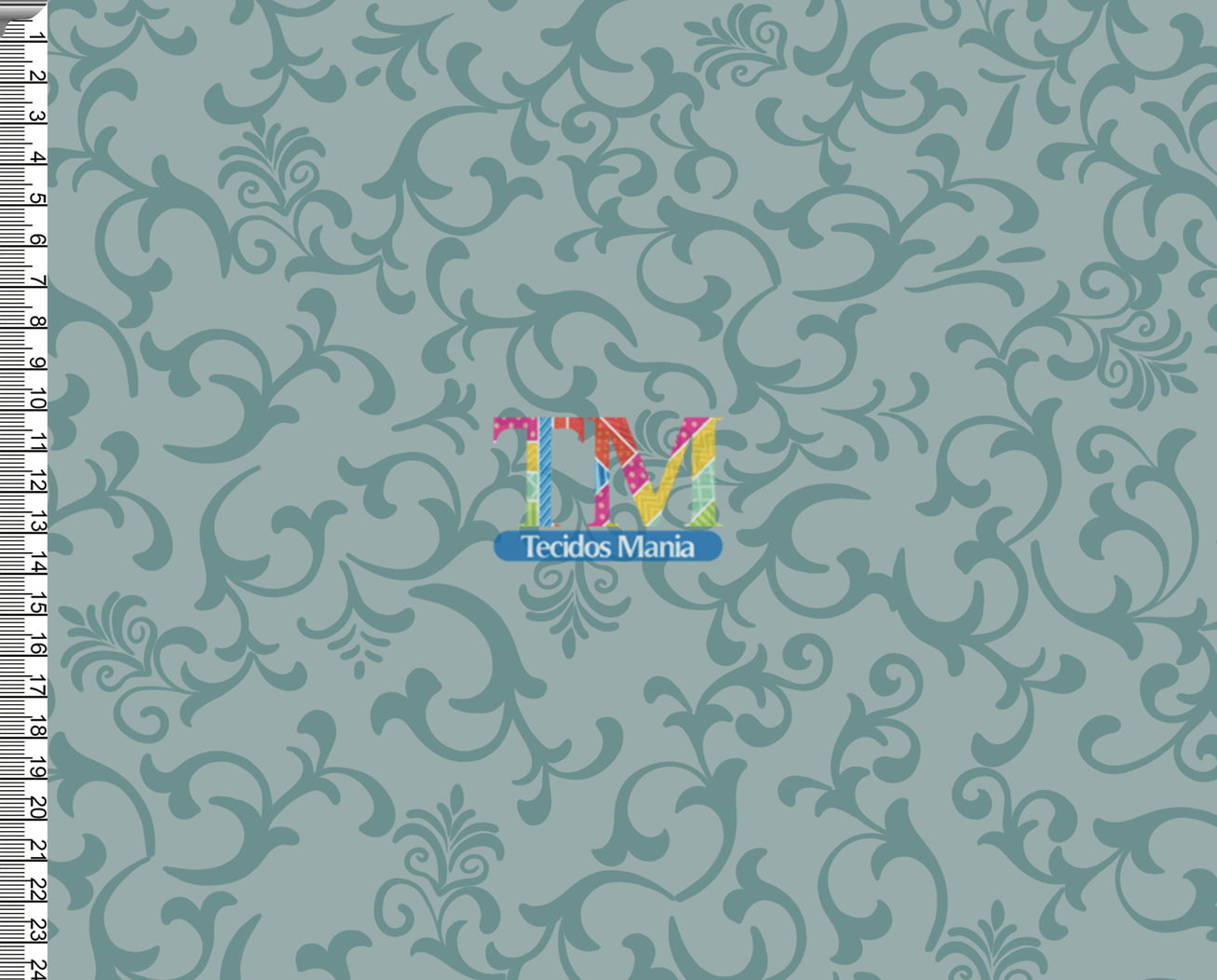 Tecido tricoline, microfibra ou gabardine estampado - Arabesco - Julia - Verde Vintage