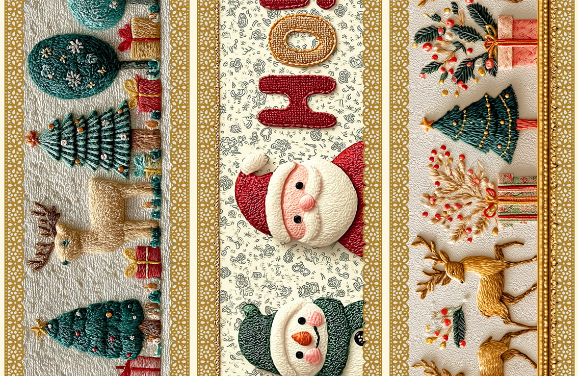 Tecido tricoline, microfibra ou gabardine estampado - Barrado 3D - Natal - HoHO