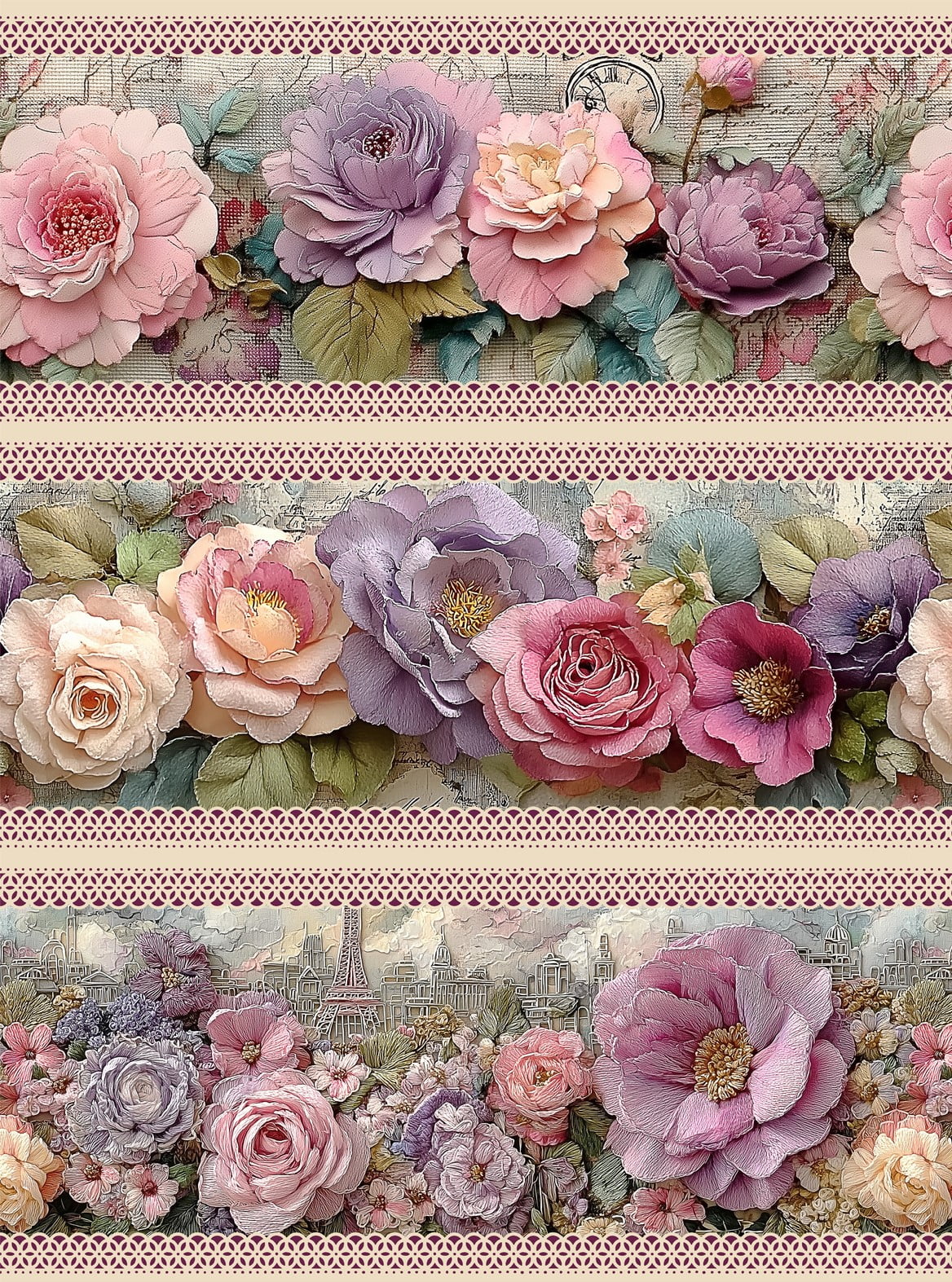 Tecido tricoline, microfibra ou gabardine estampado - Barrado - Floral Paris