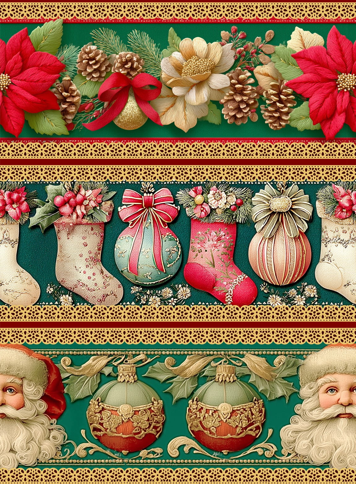 Tecido tricoline, microfibra ou gabardine estampado - Barrado - Natal - Flores e Botas