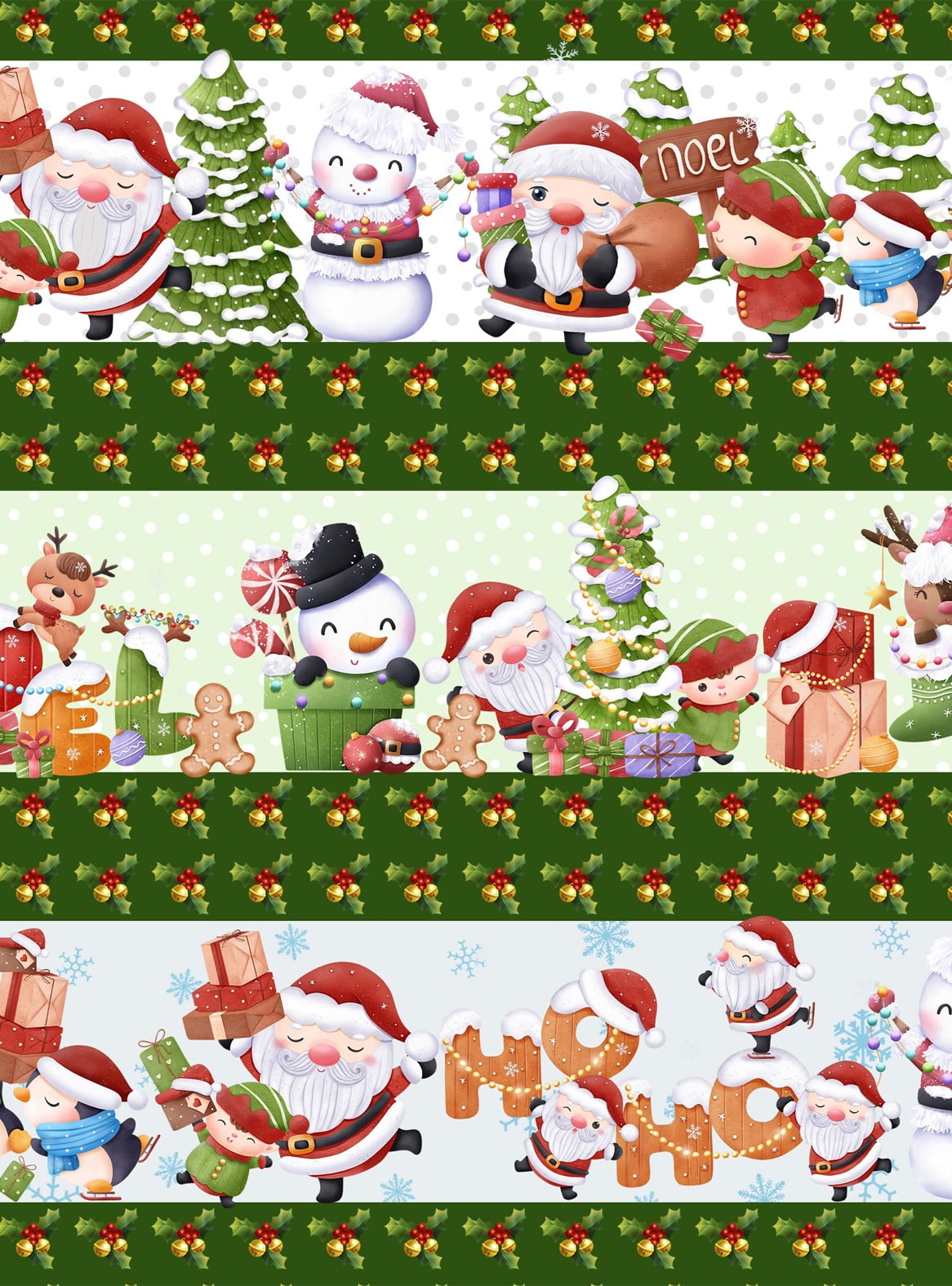 Tecido tricoline, microfibra ou gabardine estampado - Barrado - Natal - Pinguim - Verde