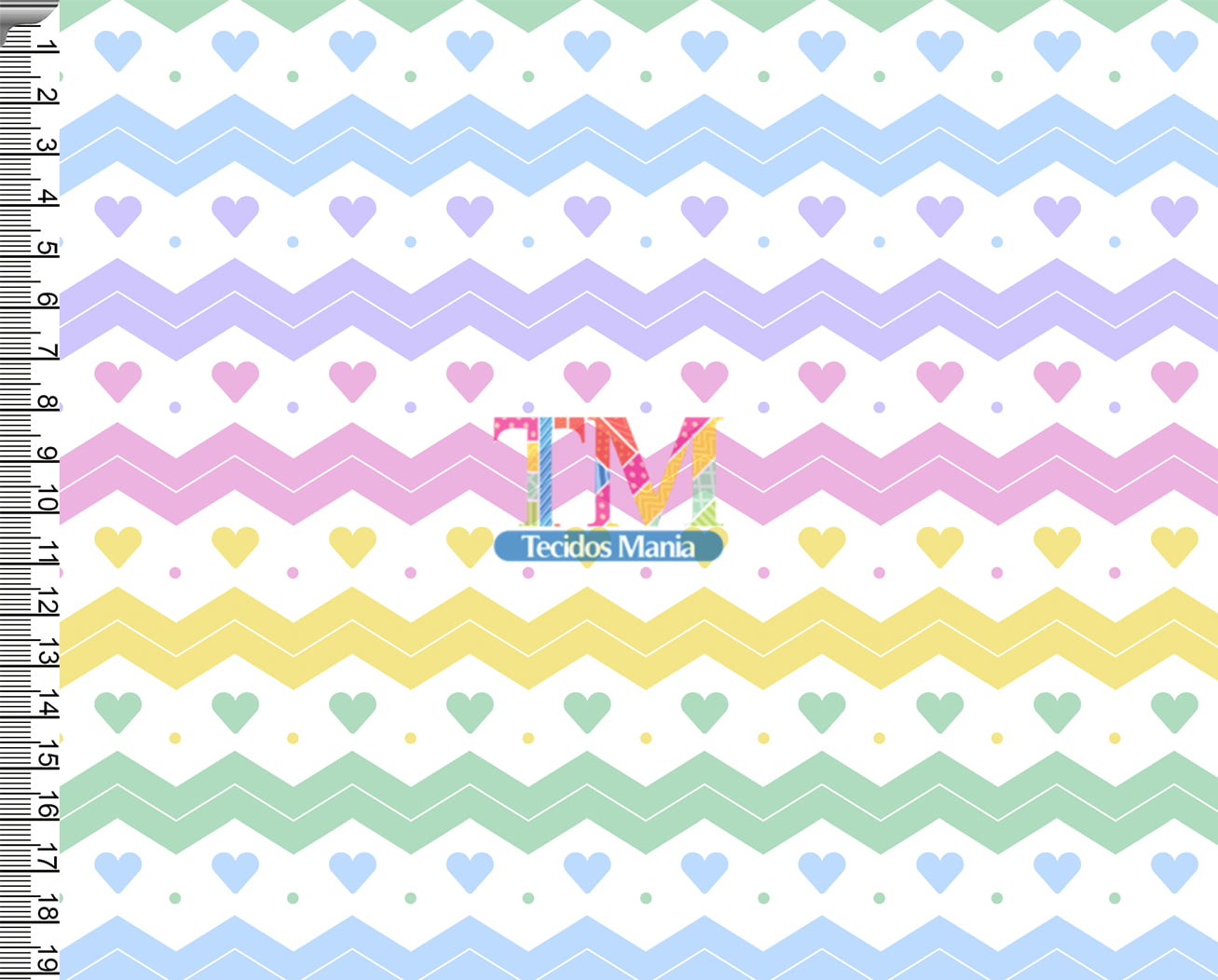 Tecido tricoline, microfibra ou gabardine estampado - Chevron - candy color - corações