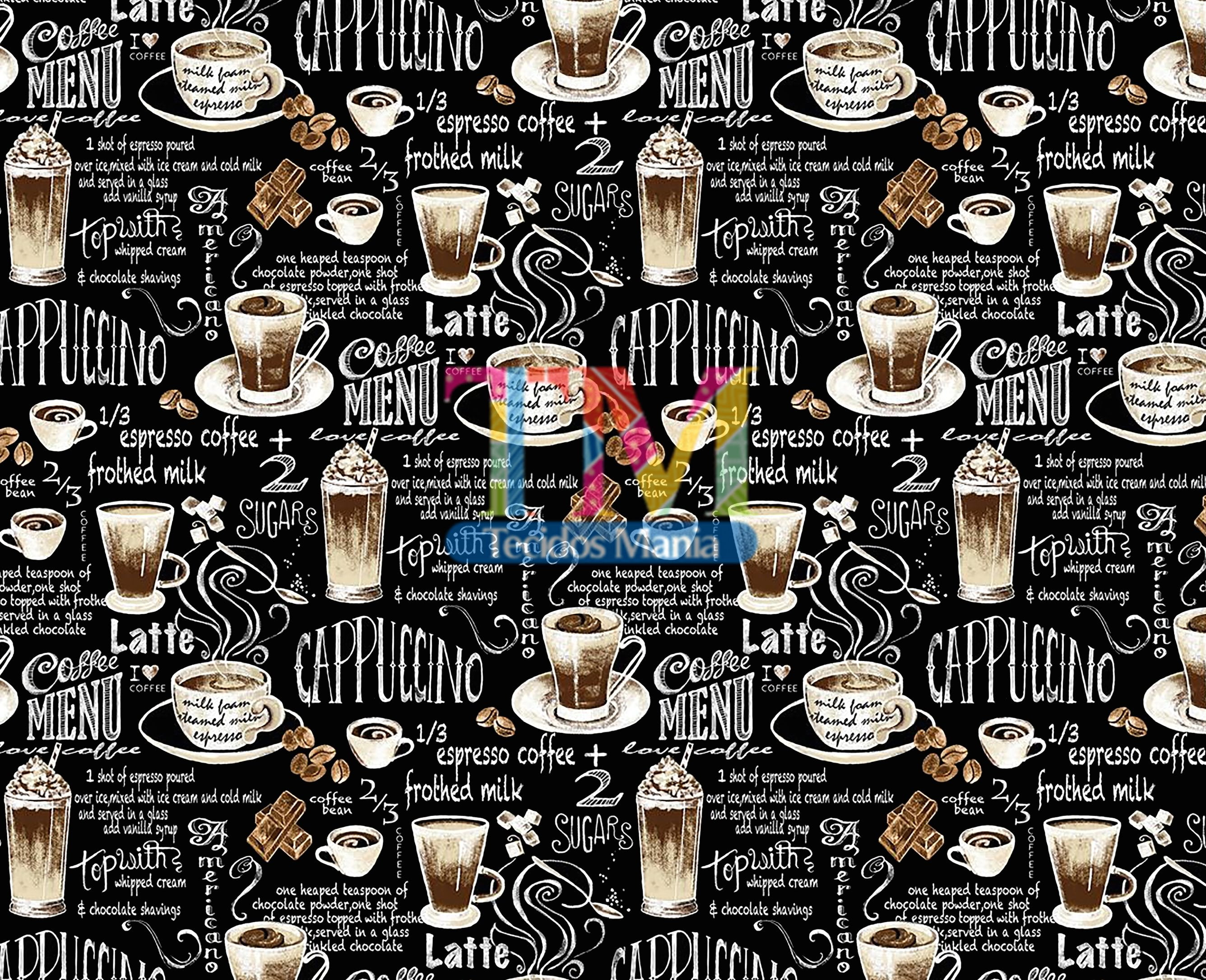 Tecido tricoline, microfibra ou gabardine estampado - Coffe