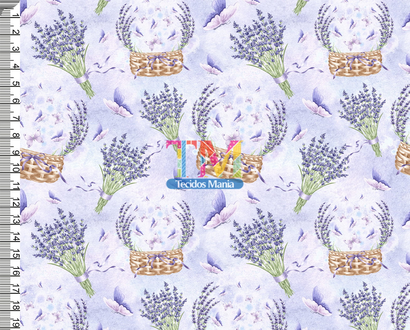 Tecido tricoline, microfibra ou gabardine estampado - Floral lavanda