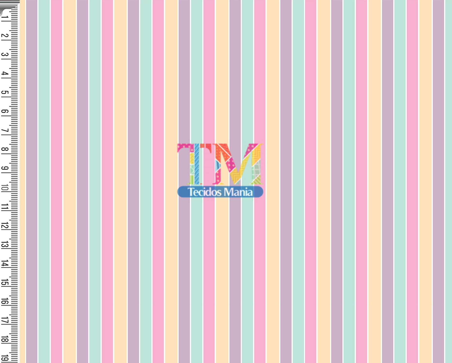 Tecido tricoline, microfibra ou gabardine estampado -  Listrado - Tiffany, rosa e off