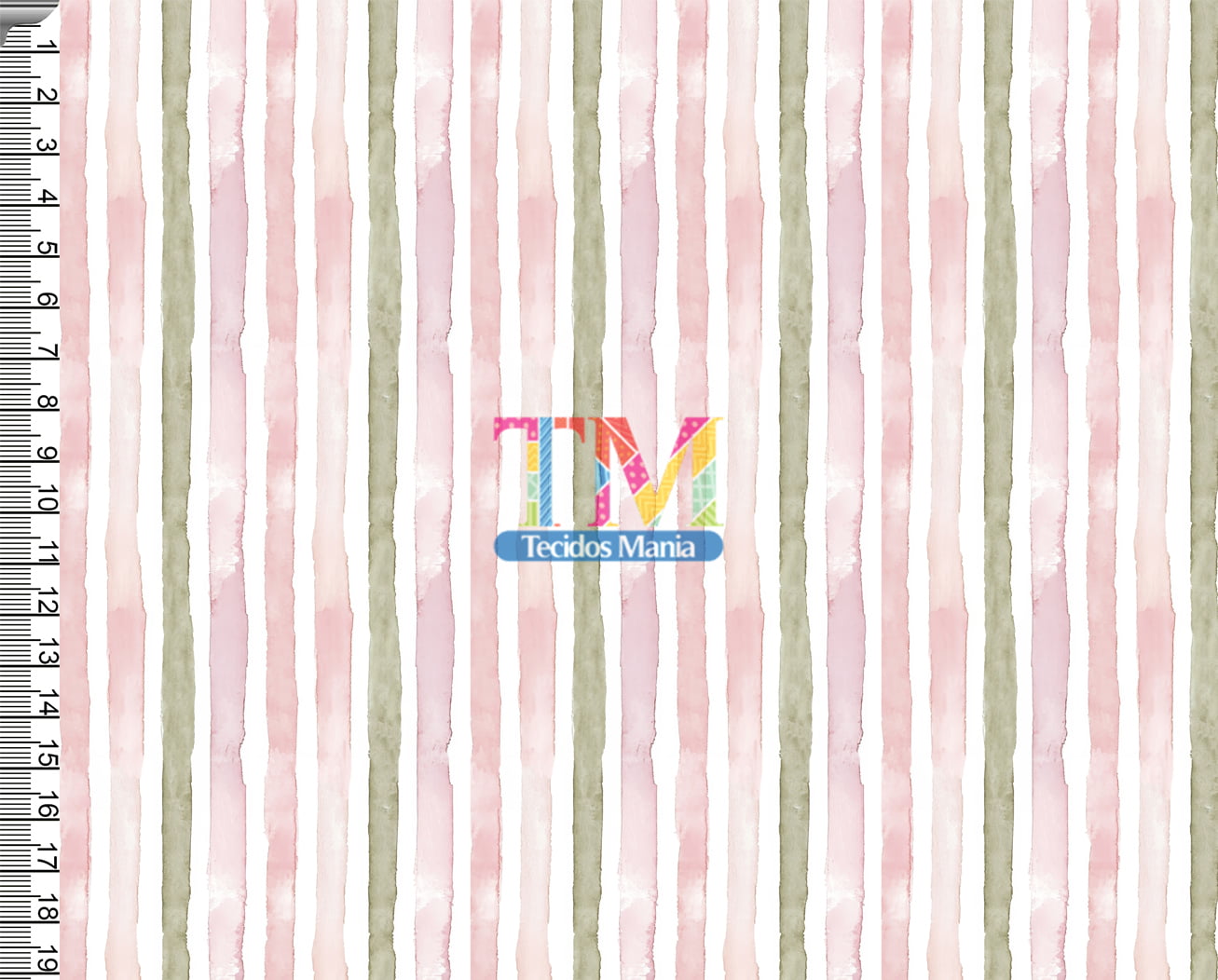 Tecido tricoline, microfibra ou gabardine estampado - Listras - Milk - Rosa e verde