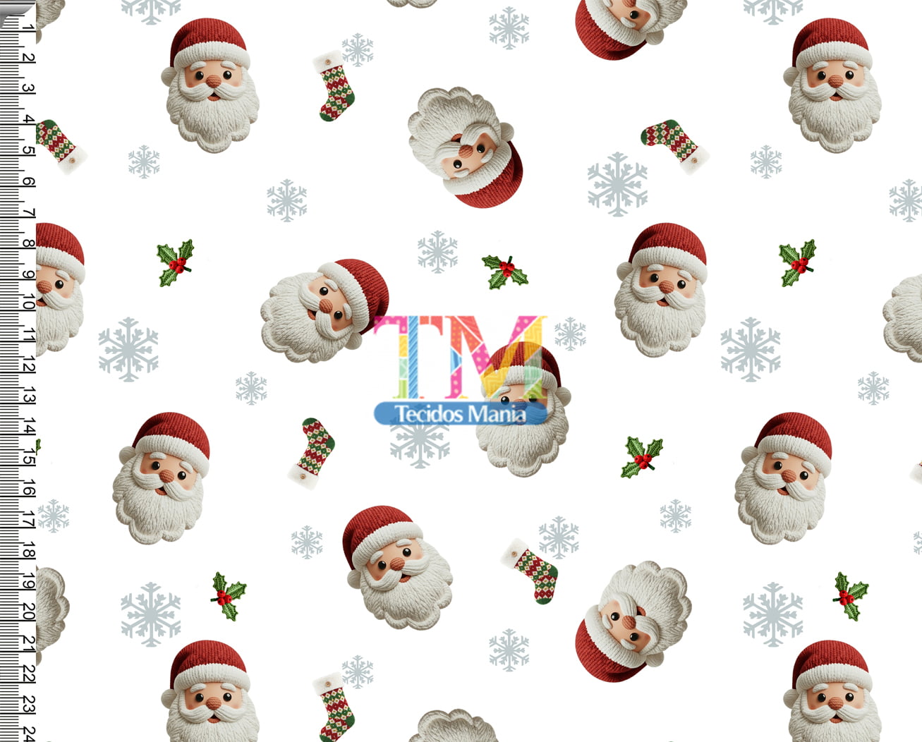 Tecido tricoline, microfibra ou gabardine estampado - Noel - Flocos de Neve - Bordado - 3D