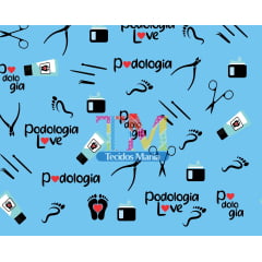 Sintético doll estampado - Podologia - Fundo Azul claro