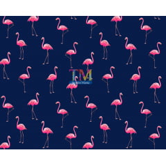 Sintético doll estampado - Flamingo - Fundo Marinho