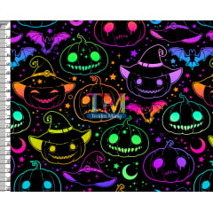 Sintético doll estampado - Halloween - Abóboras coloridas - Chapeu 