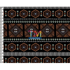 Tecido Oxford Estampa Digital - Étnico mosaico - Fundo preto