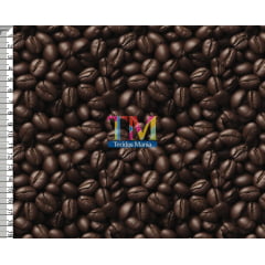 Tecido tricoline, microfibra ou gabardine estampado - Grãos de café - 3d