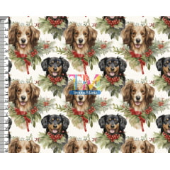 Tecido tricoline, microfibra ou gabardine estampado - Natal - dogs