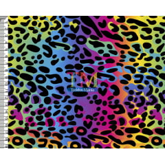 Tecido tricoline, microfibra ou gabardine estampado - Animal Print - Onça - fundo cores neon