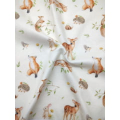 Tecido Soft estampado - Animais da floresta