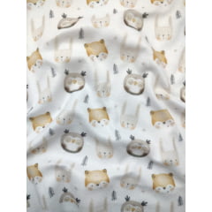 Tecido Soft estampado - Bichinhos Floresta - Carinhas