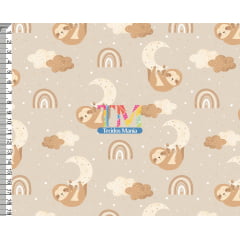 Tecido Soft estampado - Bicho preguiça - Boho